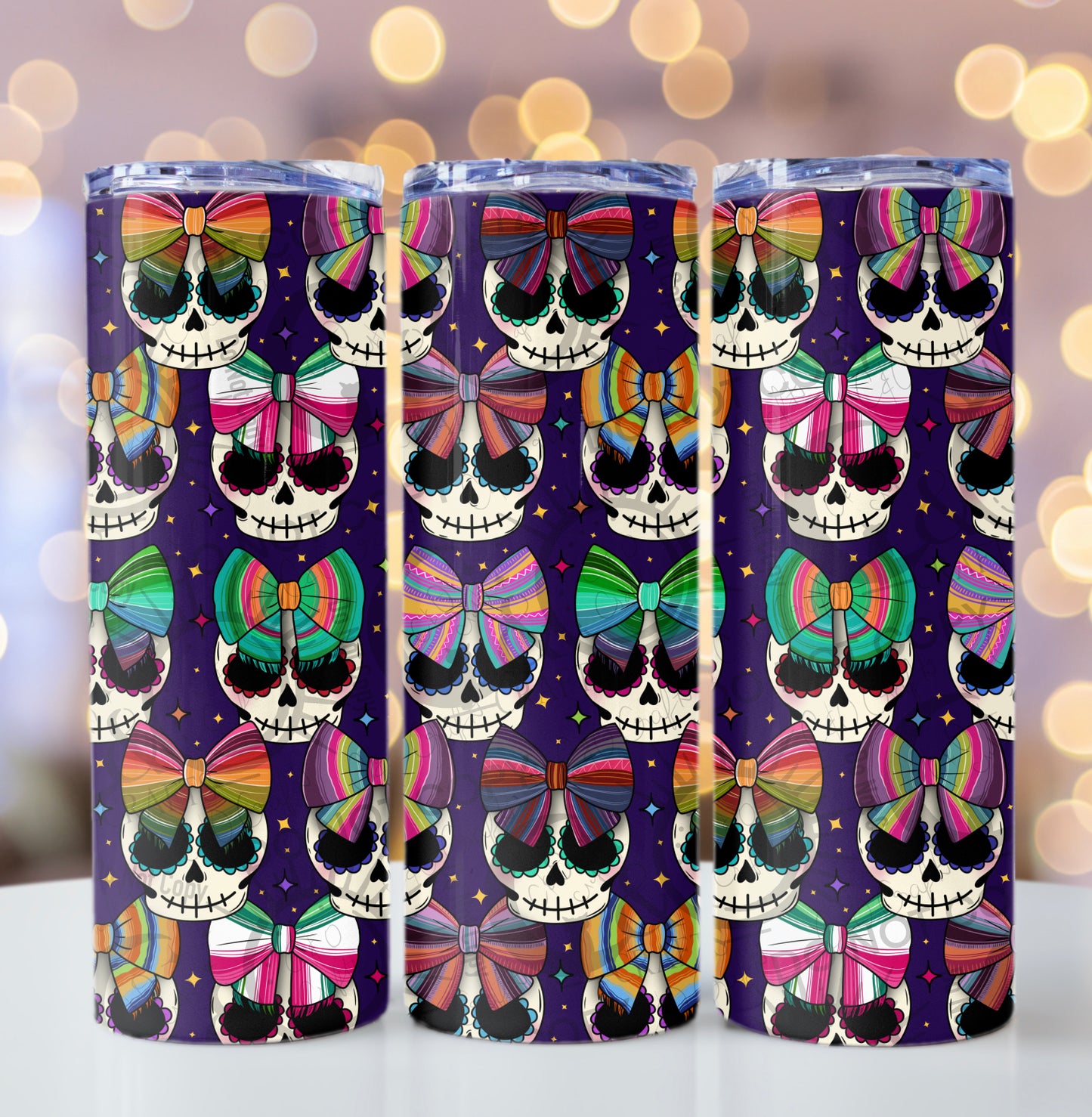 Serape Bow Calavera 12x12in  Seamless PNG