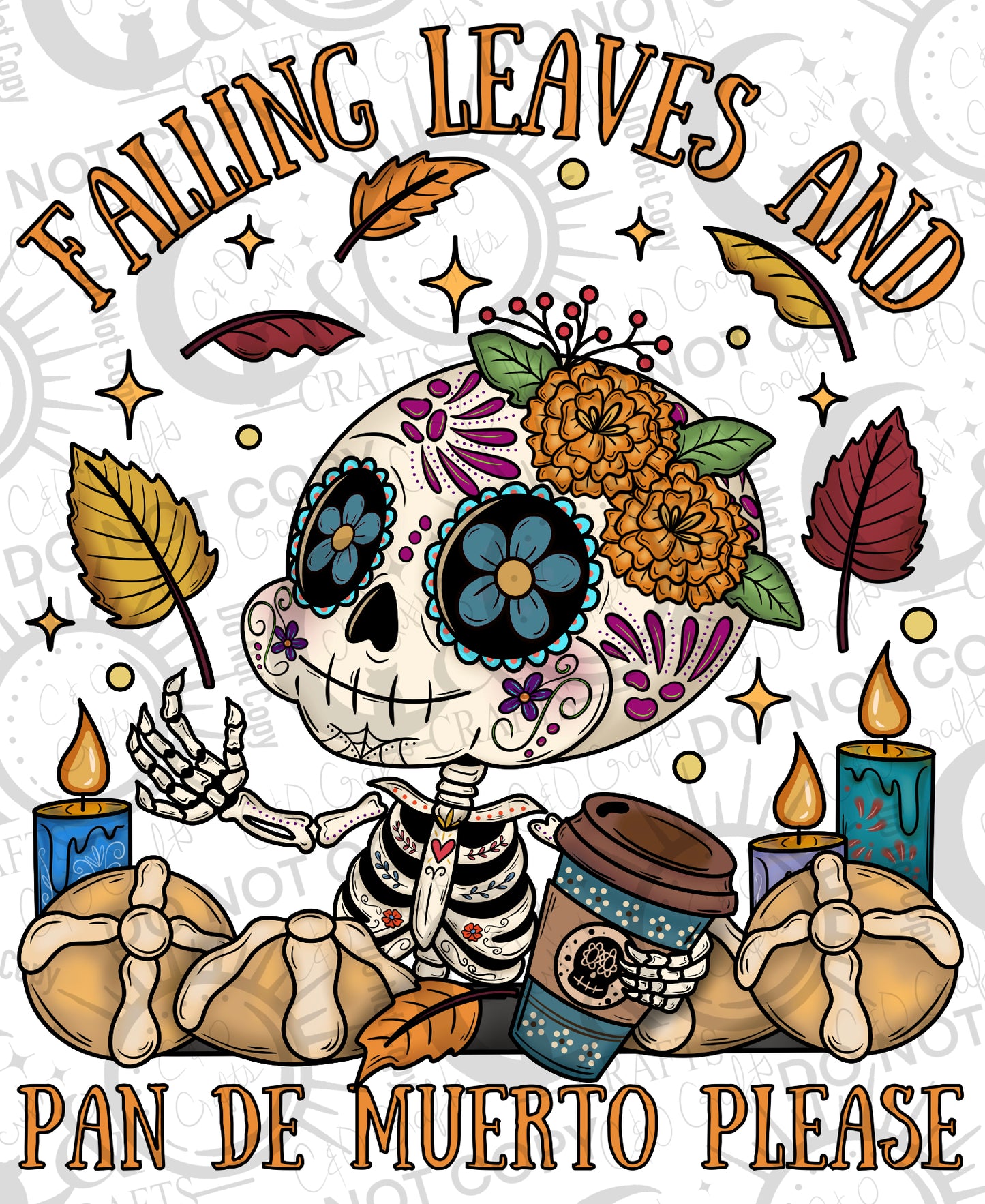 Día de Muertos Fall PNG (Orange)