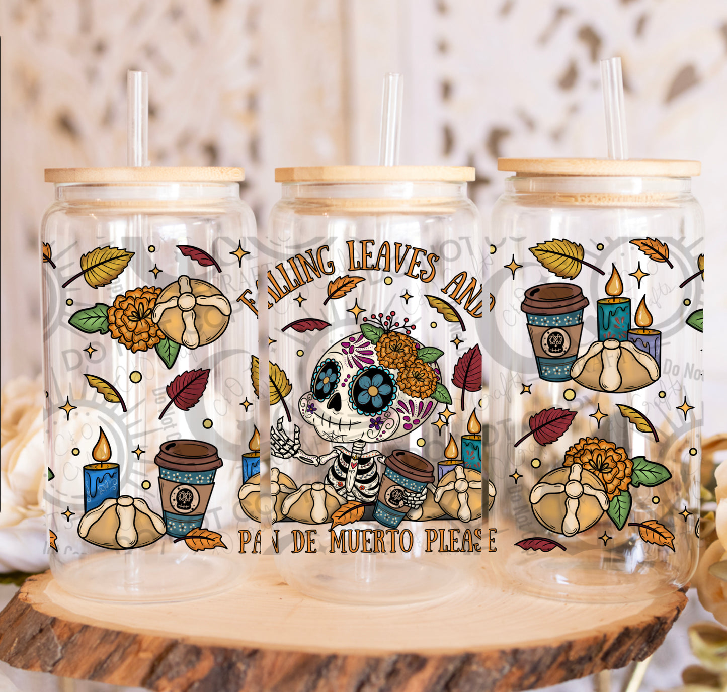 Día De Muertos Fall 16oz PNG (orange)