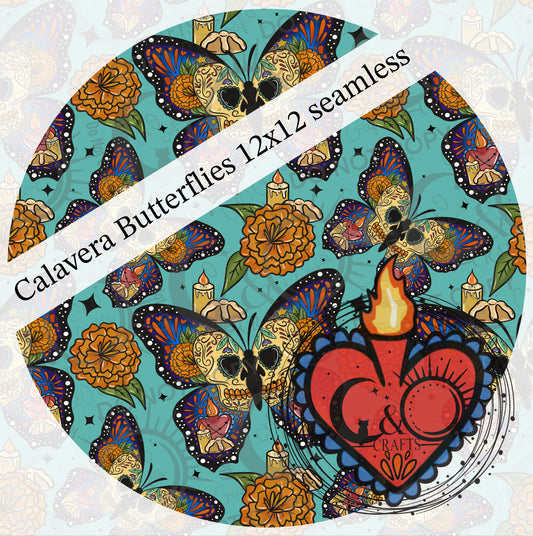 Calavera Butterflies 12x12 Seamless