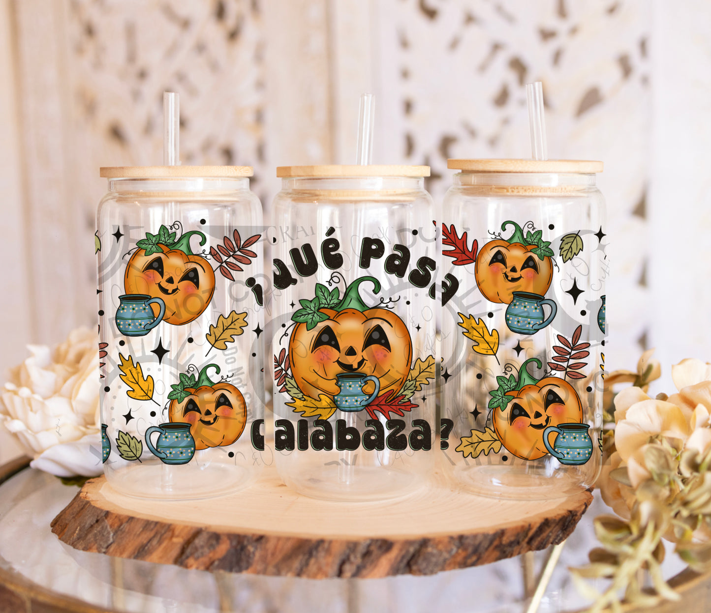 Que Pasa Calabaza 16 oz Wrap PNG