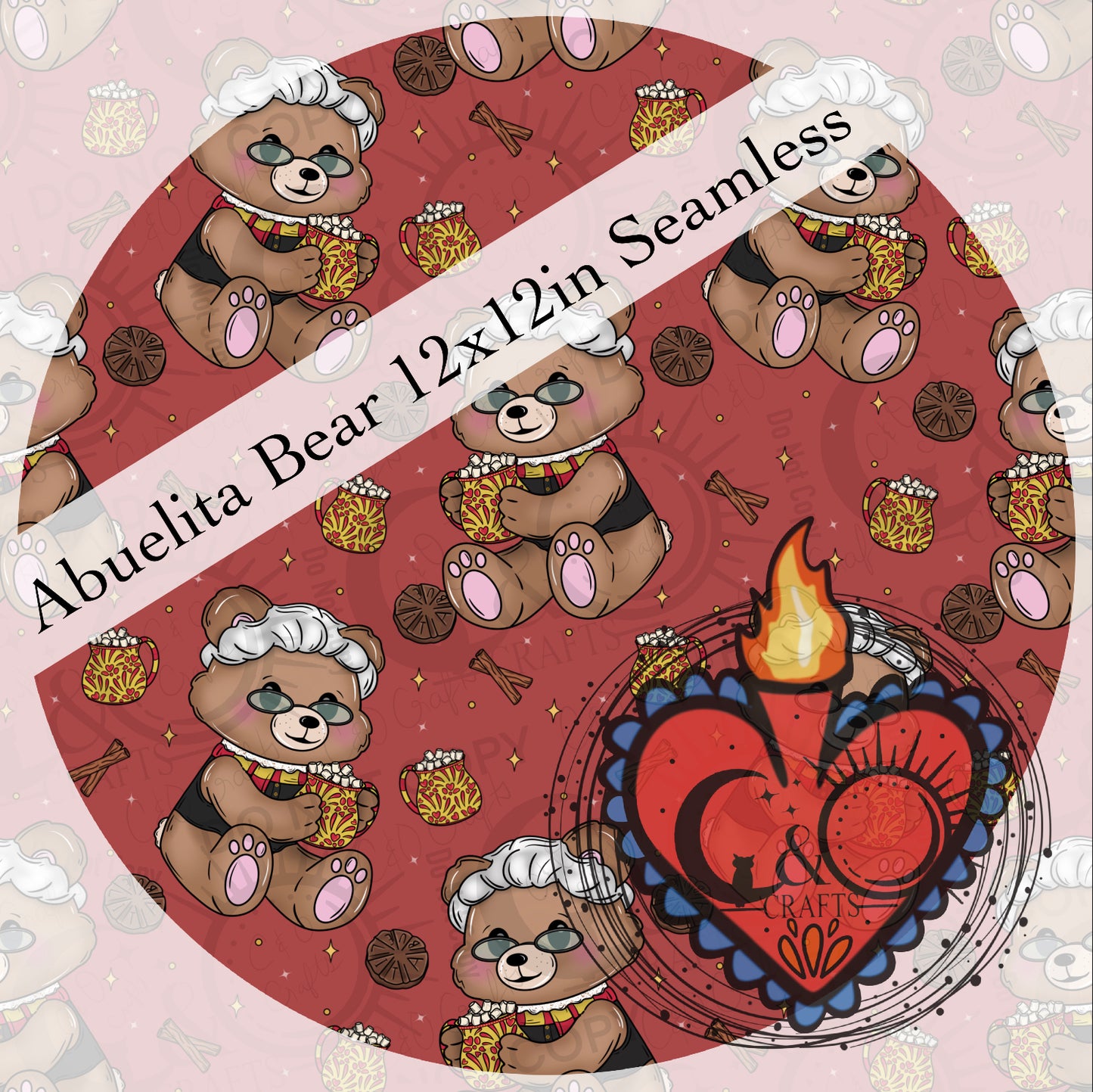 Abuelita Bear 12x12 Seamless