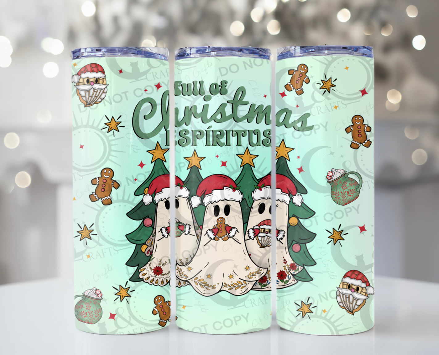 Christmas Espíritus 20oz Tumbler Wrap